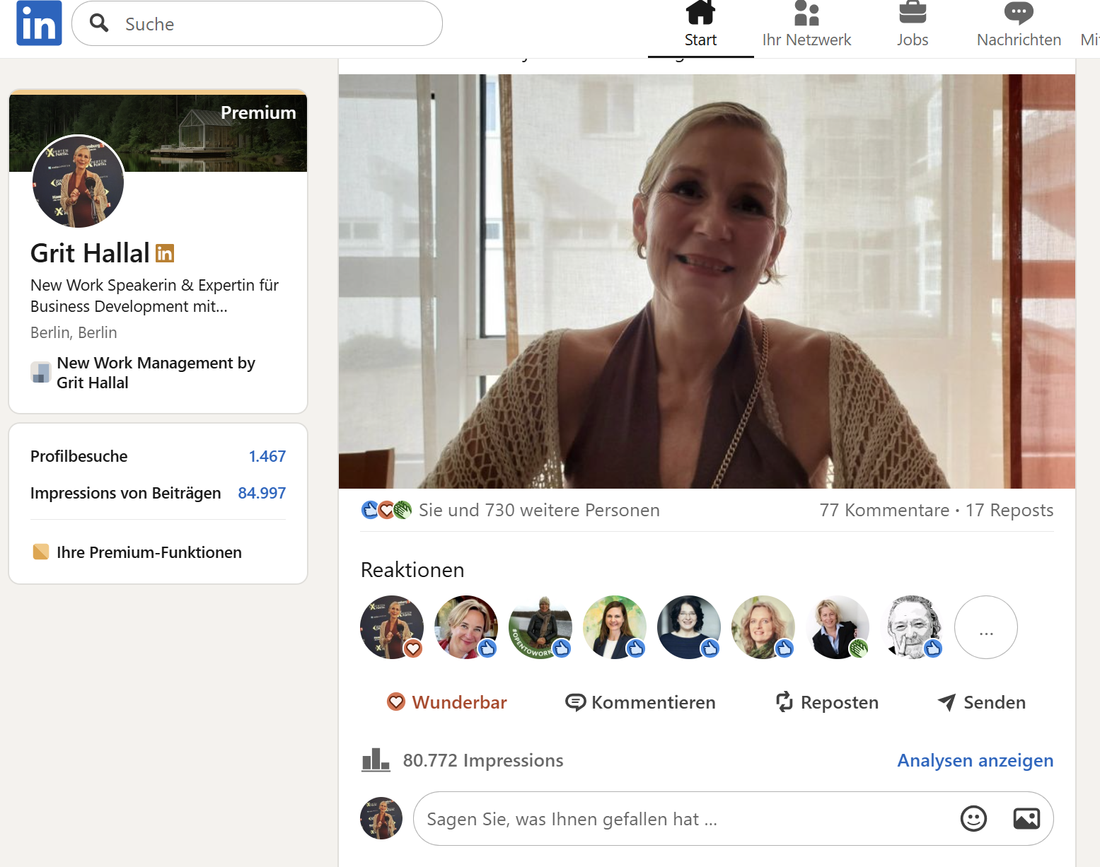Post auf Linkedin: Menschlichkeit geht viral